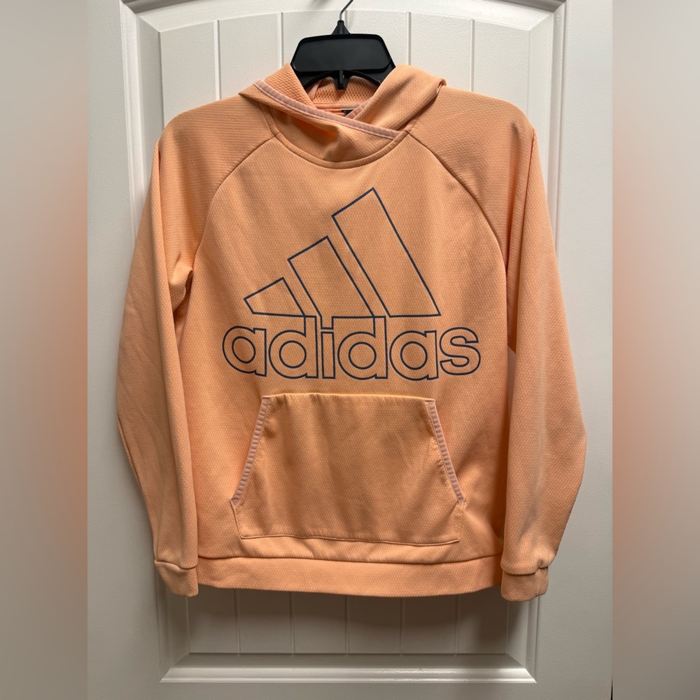 Adidas Women’s Peach Climawarm Logo Pullover Athletic Performance Hoodie Size S